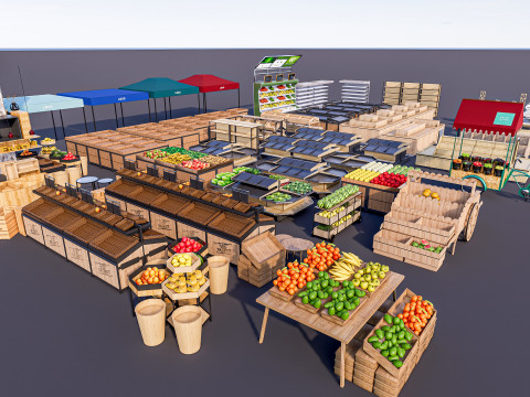 Fruits and vegetables Supermarket Grocery store Racks14 Modèle 3D