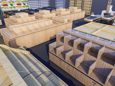 Fruits and vegetables Supermarket Grocery store Racks14 Modèle 3D