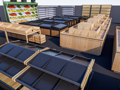 Fruits and vegetables Supermarket Grocery store Racks14 Modèle 3D
