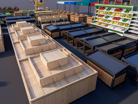 Fruits and vegetables Supermarket Grocery store Racks14 Modèle 3D