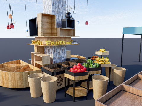 Fruits and vegetables Supermarket Grocery store Racks14 Modèle 3D