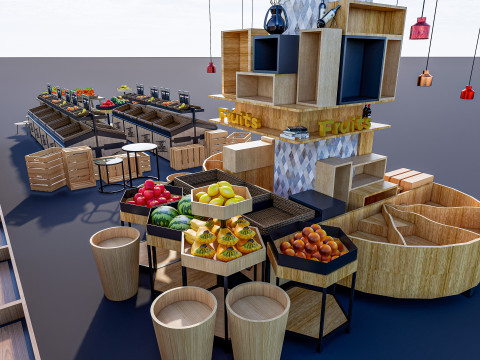Fruits and vegetables Supermarket Grocery store Racks14 Modèle 3D