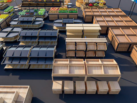 Fruits and vegetables Supermarket Grocery store Racks14 Modèle 3D