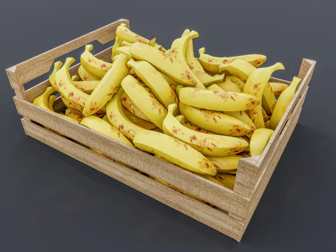 Banana crate Supermarket Grocery store 1 3D Model