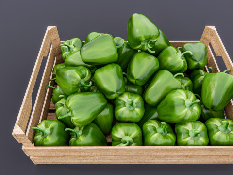 Capsicum crate Supermarket Grocery store 3D Model