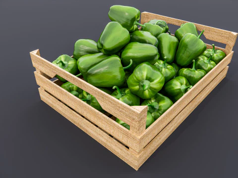 Capsicum crate Supermarket Grocery store 3D Model