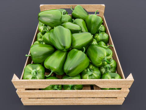 Capsicum crate Supermarket Grocery store Modelo 3D