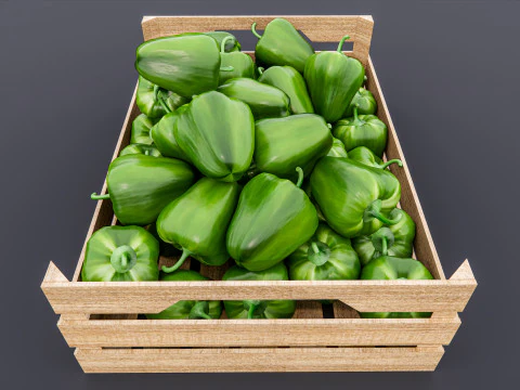 Capsicum crate Supermarket Grocery store 3D Model