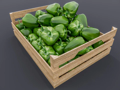 Capsicum crate Supermarket Grocery store 3D Model