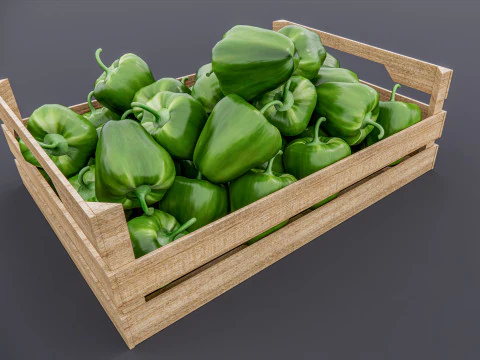 Capsicum crate Supermarket Grocery store 3D Model