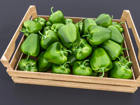 Capsicum crate Supermarket Grocery store 3D Model