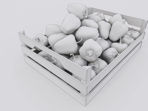 Capsicum crate Supermarket Grocery store 3D Model
