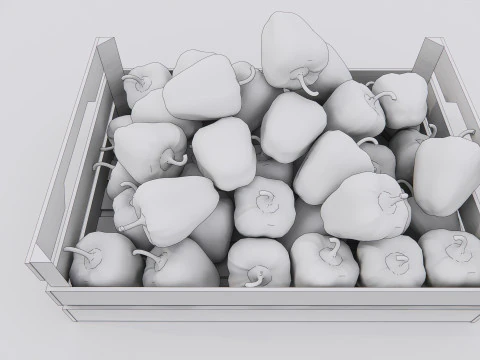 Capsicum crate Supermarket Grocery store 3D Model