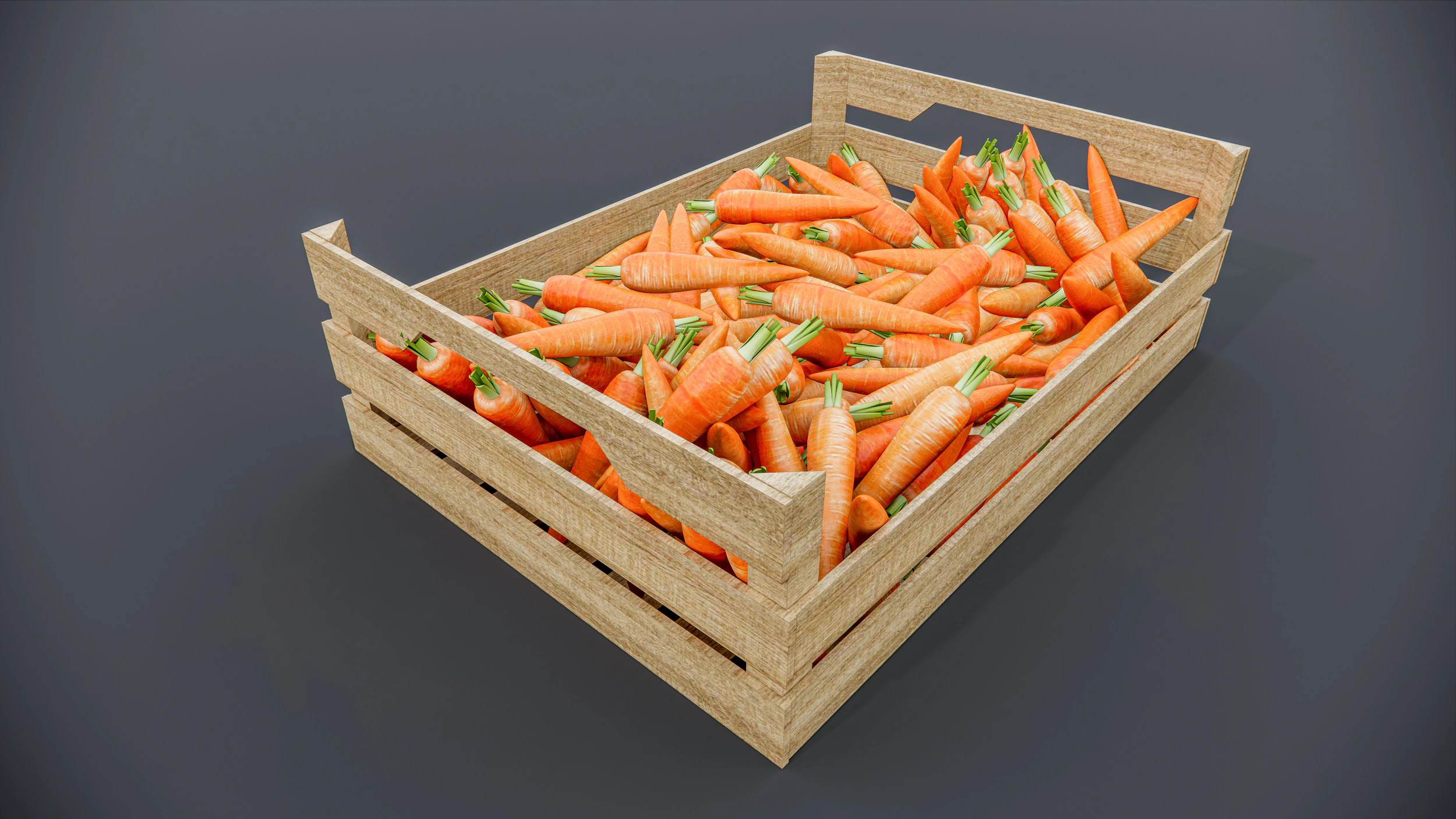 Carrot crate Supermarket Grocery store 3D Model .c4d .max .obj .3ds .fbx .stl .blend 