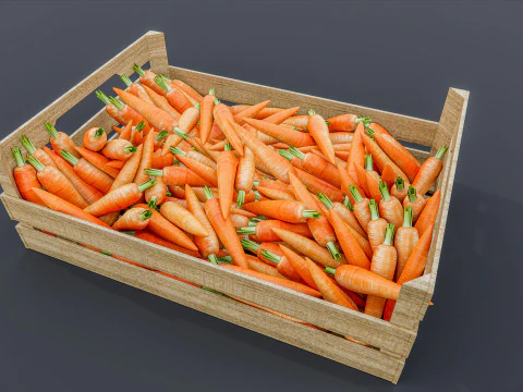 Carrot crate Supermarket Grocery store 3D Model