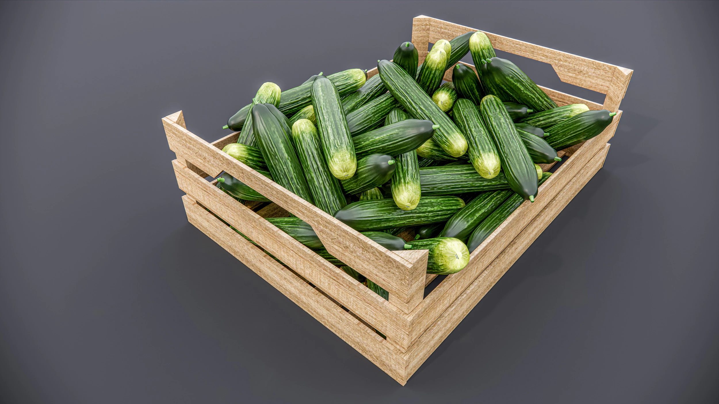 Cucumber crate Supermarket Grocery store 3D Model .c4d .max .obj .3ds .fbx .stl .blend 