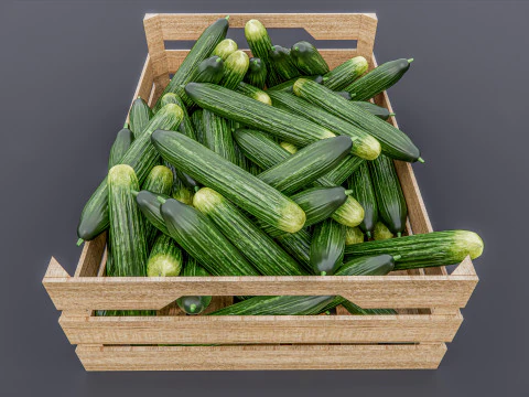 Cucumber crate Supermarket Grocery store 3D Model