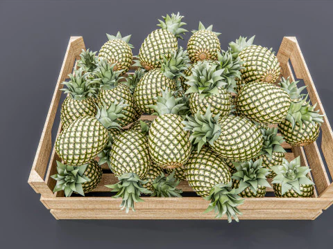Pineapple crate Supermarket Grocery store 3D Model