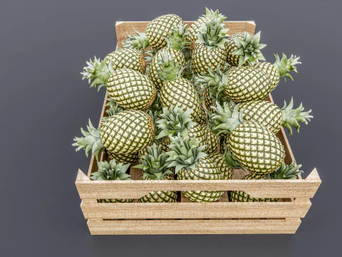 Pineapple crate Supermarket Grocery store 3D Model