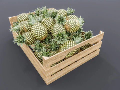 Pineapple crate Supermarket Grocery store 3D Model