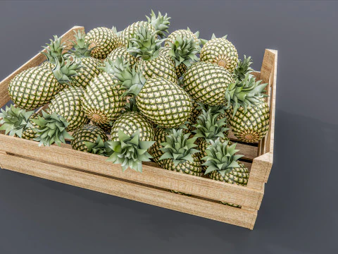 Pineapple crate Supermarket Grocery store 3D Model