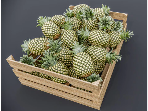 Pineapple crate Supermarket Grocery store 3D Model