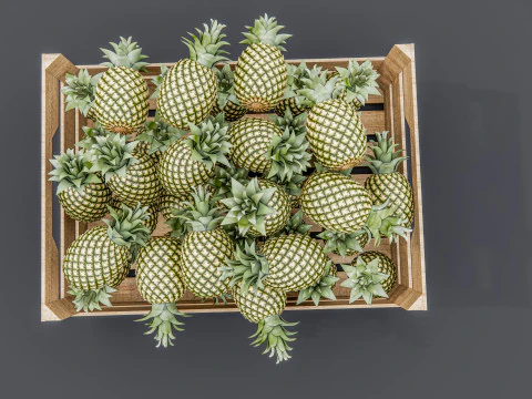 Pineapple crate Supermarket Grocery store 3D Model