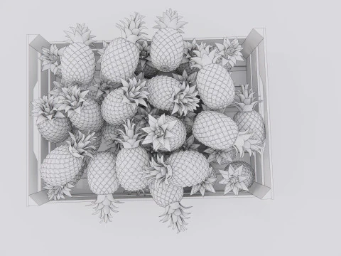 Pineapple crate Supermarket Grocery store 3D Model