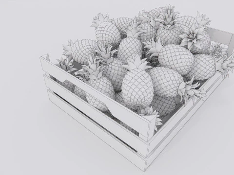 Pineapple crate Supermarket Grocery store 3D Model