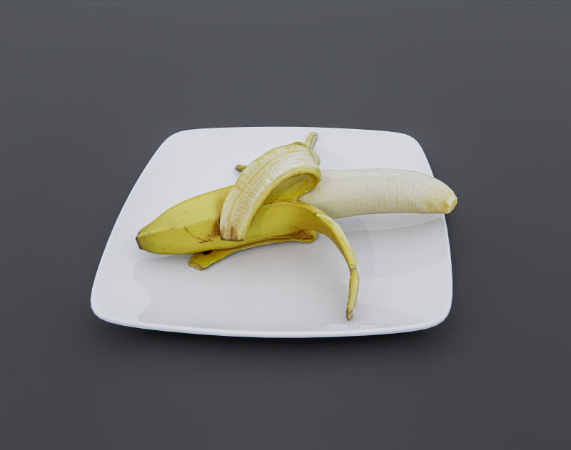 Banana in plate Modelo 3D .c4d .max .obj .3ds .fbx .stl .blend