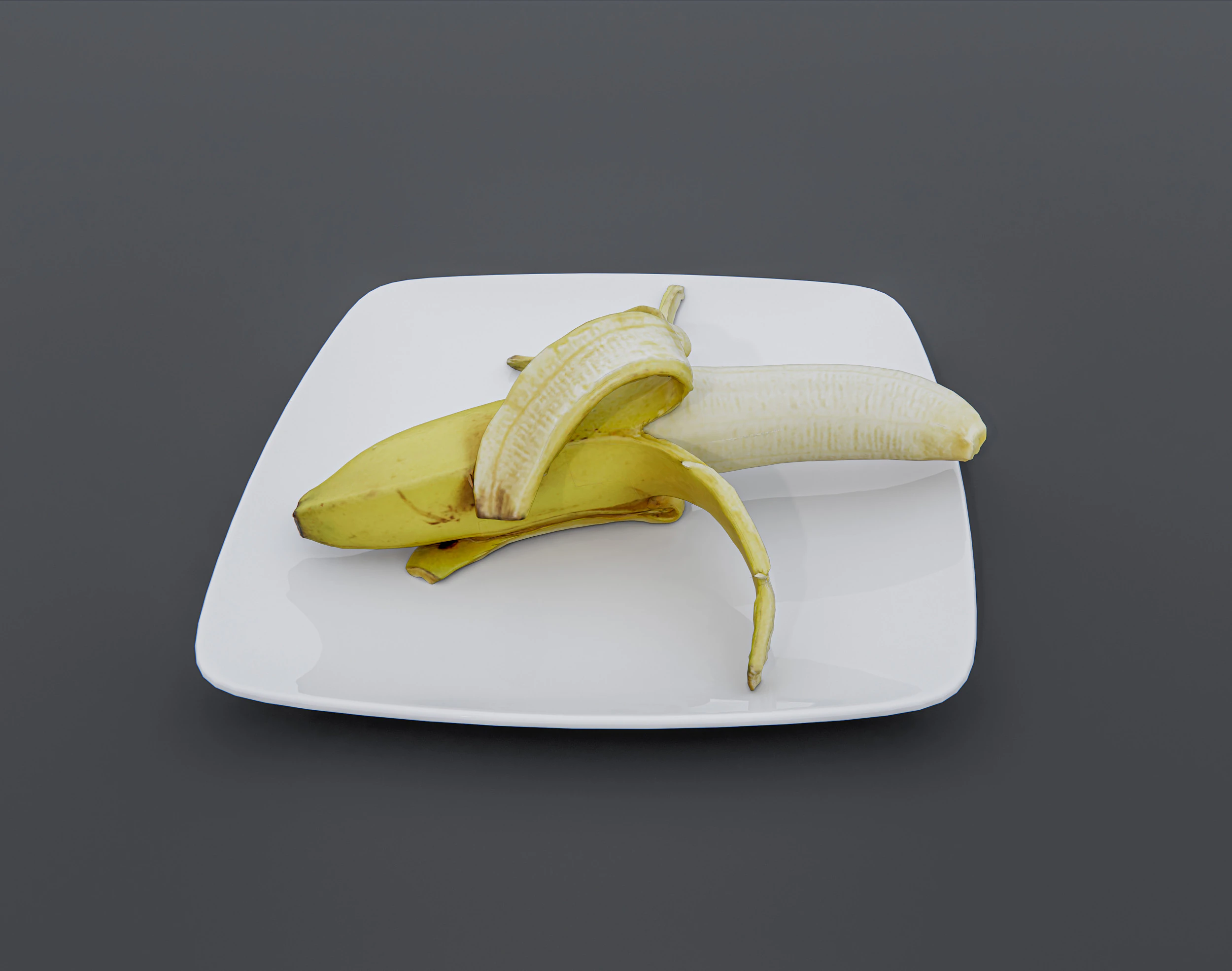 Banana in plate 3D Model .c4d .max .obj .3ds .fbx .stl .blend