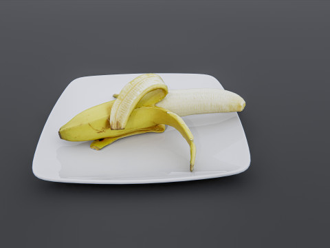Banana in plate Modelo 3D