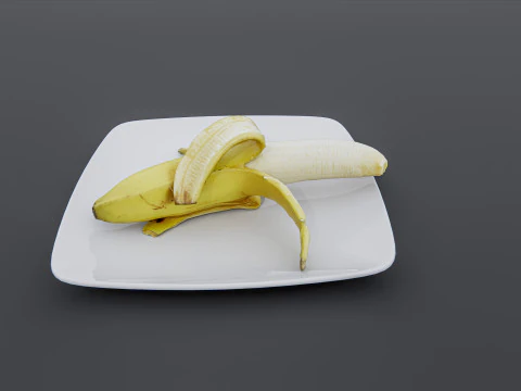 Banana in plate 3D Model