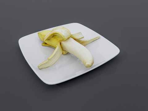 Banana in plate Modelo 3D
