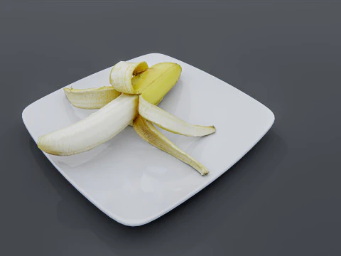 Banana in plate 3D Model