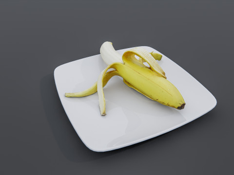 Banana in plate Modelo 3D