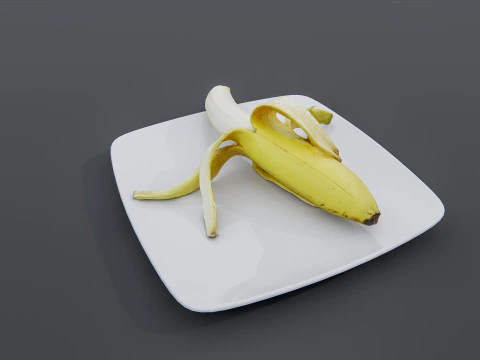 Banana in plate 3D Model