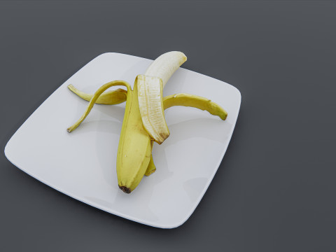 Banana in plate Modelo 3D