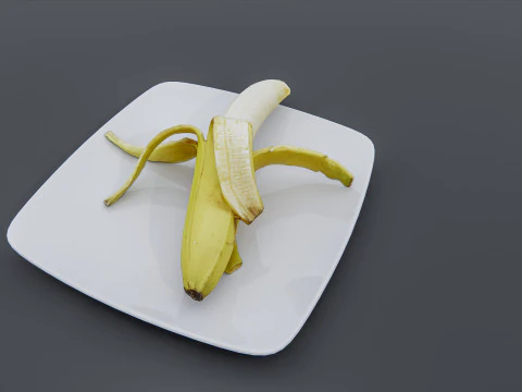 Banana in plate 3D Model