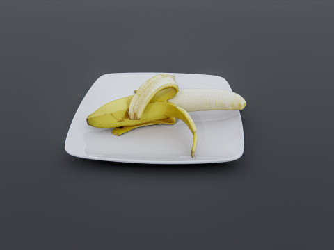 Banana in plate Modelo 3D