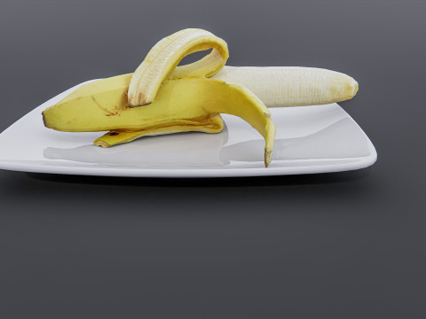 Banana in plate Modelo 3D