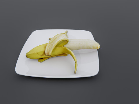 Banana in plate Modelo 3D