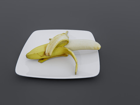 Banana in plate Modelo 3D