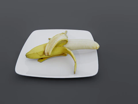 Banana in plate 3D Model