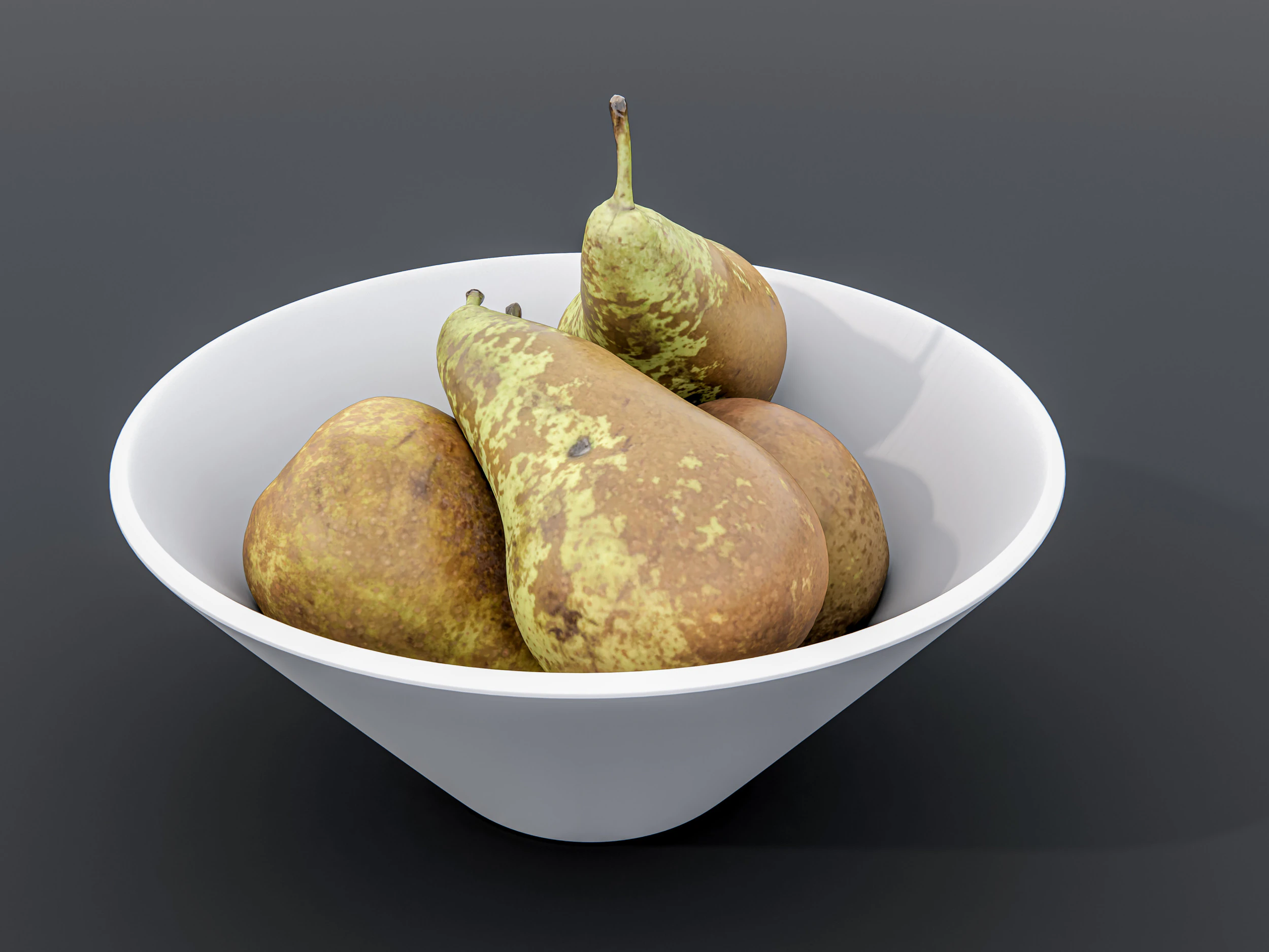 Pears in bowl 3D Model .c4d .max .obj .3ds .fbx .stl .blend