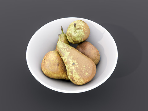 Pears in bowl 3D Model