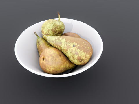 Pears in bowl 3D Model