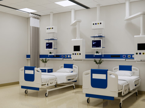 Hospital intensive care unit ward Interior Healthcare 7 3D Model