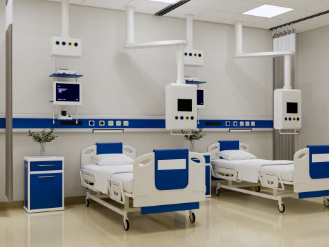 Hospital intensive care unit ward Interior Healthcare 7 3D Model