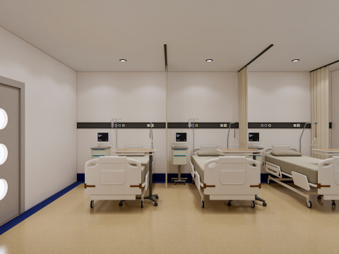 Hospital ward Interior Healthcare unit 10 3D Модель